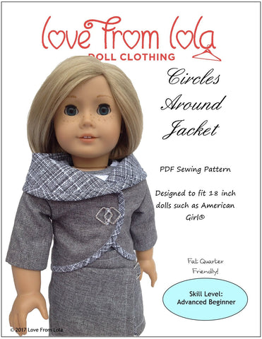 Love From Lola 18 Inch Modern Circles Around Jacket 18" Doll Clothes Pattern Pixie Faire