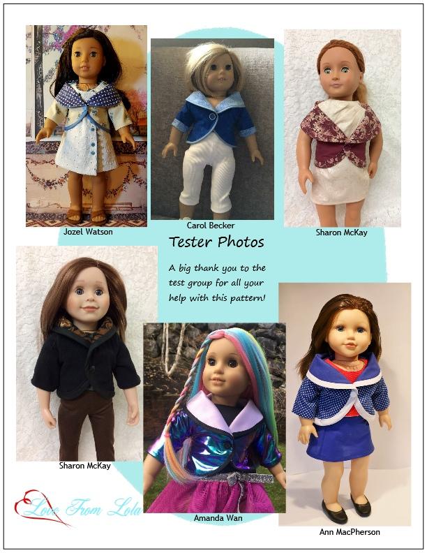 Love From Lola 18 Inch Modern Circles Around Jacket 18" Doll Clothes Pattern Pixie Faire