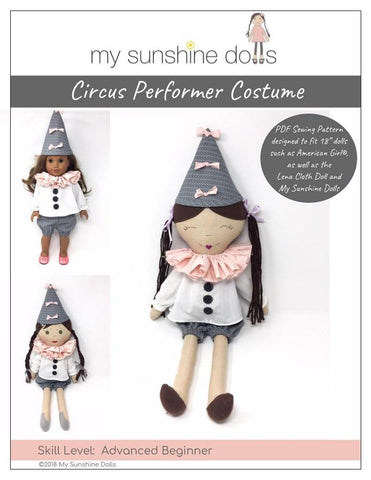 My Sunshine Dolls 18 Inch Modern Circus Performer Costume Pattern for 18" Dolls and  23" My Sunshine Cloth Dolls Pixie Faire