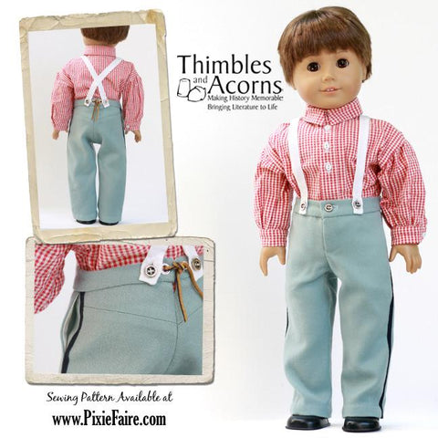 Thimbles and Acorns 18 Inch Historical 1860 Civil War Uniform 18" Doll Clothes Patterm Pixie Faire