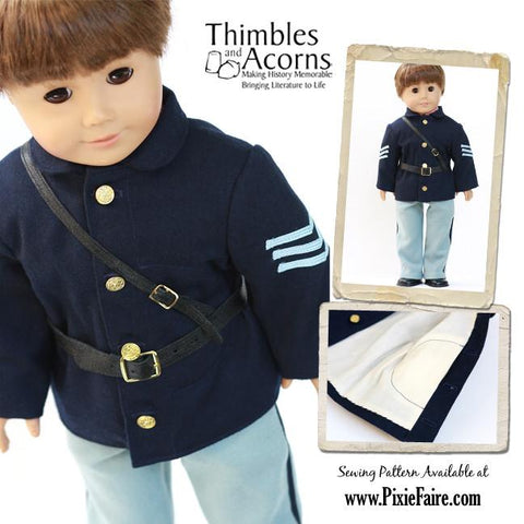 Thimbles and Acorns 18 Inch Historical 1860 Civil War Uniform 18" Doll Clothes Patterm Pixie Faire