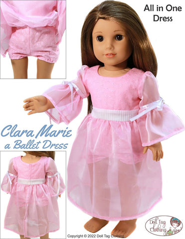 Doll Tag Clothing 18 Inch Modern Clara Marie Ballet - A Ballet Dress 18" Doll Clothes Pixie Faire