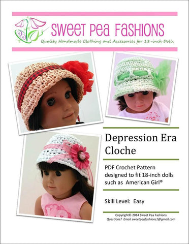 Sweet Pea Fashions Crochet Depression Era Cloche Hat Crochet Pattern Pixie Faire