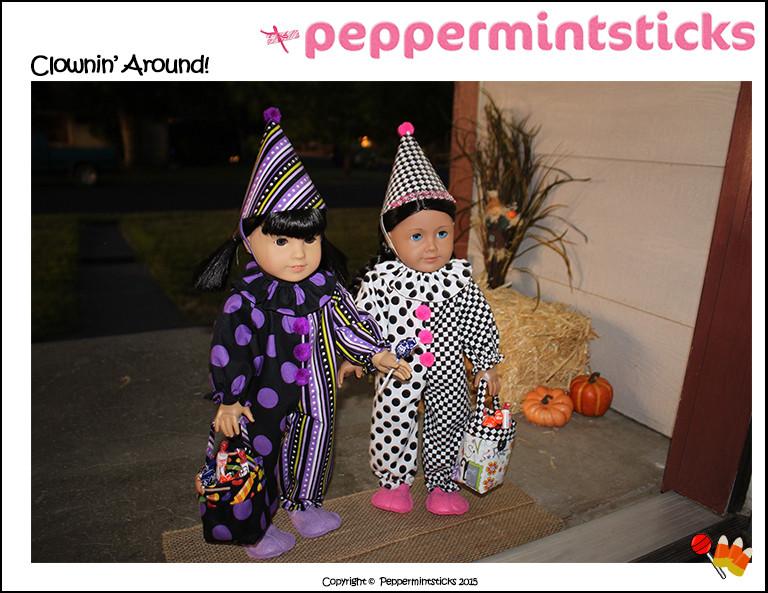 Peppermintsticks 18 Inch Modern Clownin' Around! 18" Doll Clothes Pattern Pixie Faire