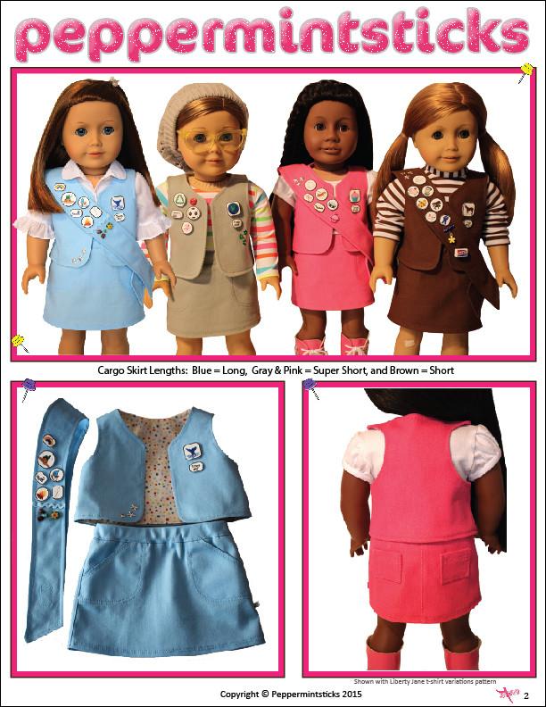 Peppermintsticks 18 Inch Modern Club Uniform 18" Doll Clothes Pattern Pixie Faire
