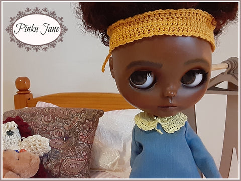 Pinku Jane Blythe/Pullip Collar, Headbands, & Bags Crochet Pattern For 12" Blythe Dolls Pixie Faire