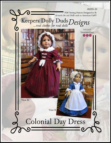 Keepers Dolly Duds Designs 18 Inch Historical Colonial Day Dress 18" Doll Clothes Pattern Pixie Faire