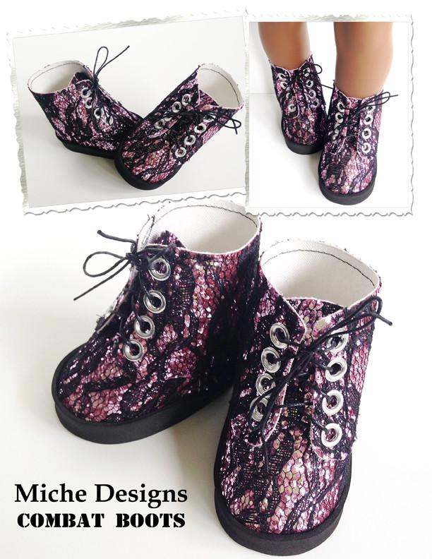 Miche Designs Shoes Combat Boots 18" Doll Shoes Pixie Faire