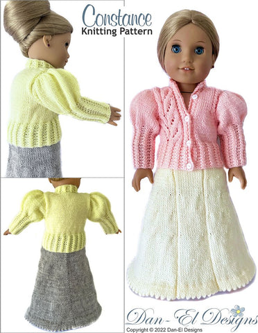 Dan-El Designs Knitting Constance Jacket and Skirt 18 inch Doll Knitting Pattern Pixie Faire