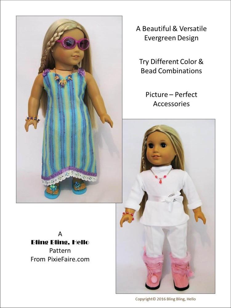 Bling Bling Coral Beach Doll Jewelry Pattern 18 inch American Girl Dolls