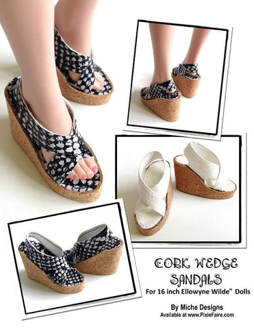 Miche Designs Ellowyne Cork Wedge Sandals for Ellowyne Dolls Pixie Faire