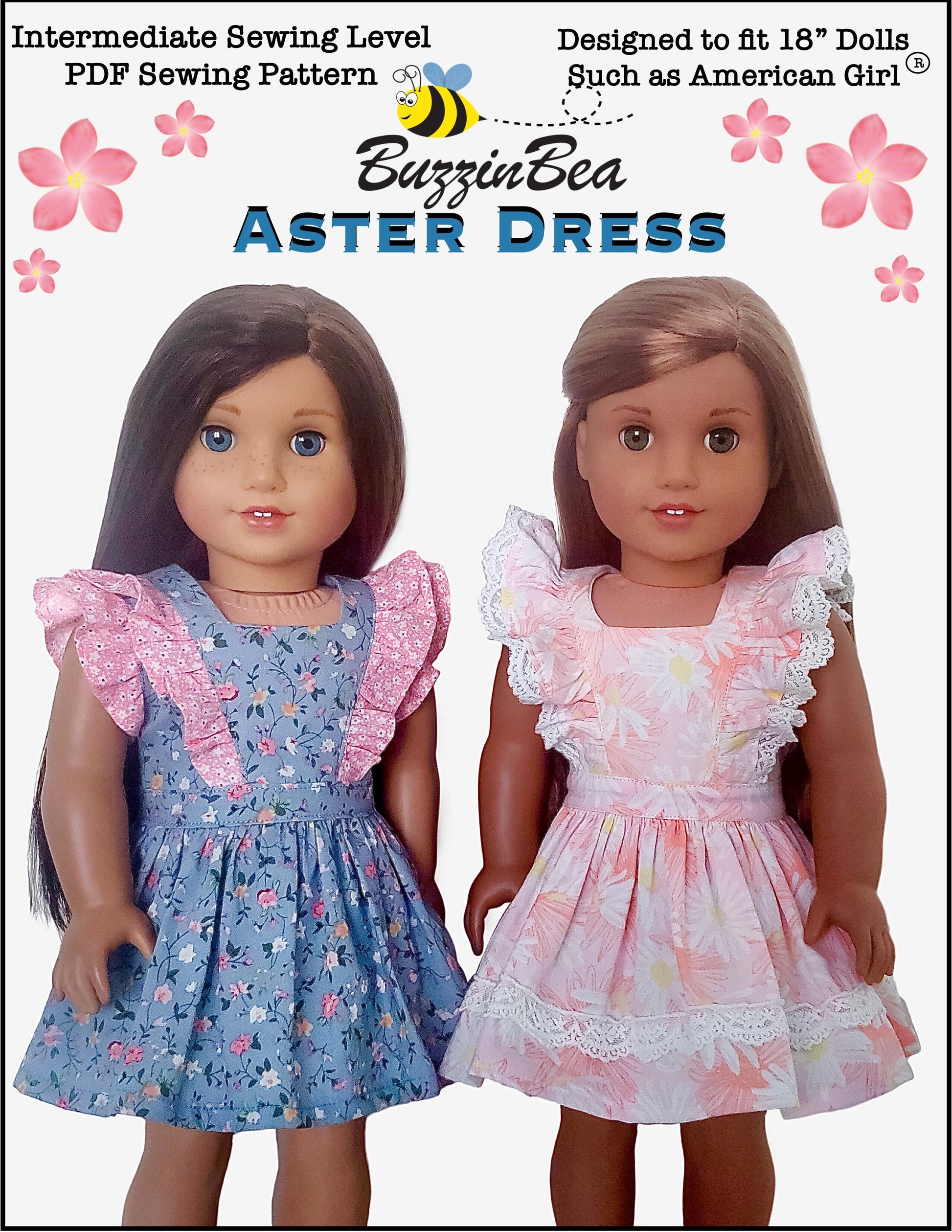 BuzzinBea 18 Inch Modern Aster Dress 18" Doll Clothes Pattern Pixie Faire