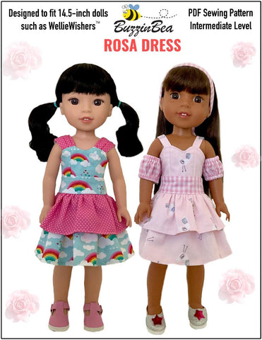 BuzzinBea WellieWishers Rosa Dress 14.5" Doll Clothes Pattern Pixie Faire
