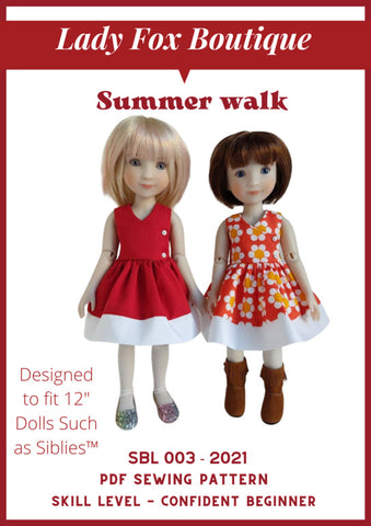 Lady Fox Boutique Siblies Summer Walk Dress Pattern For 12" Siblies Dolls Pixie Faire