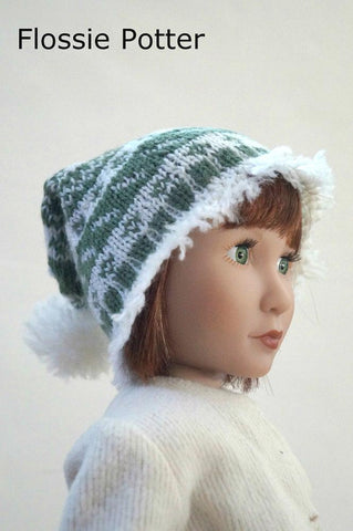 Flossie Potter A Girl For All Time Sampler Stocking Cap and Mitts Knitting Pattern For A Girl For All Time Dolls Pixie Faire