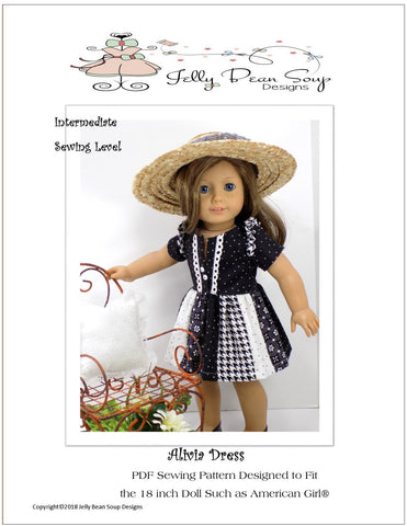 Jelly Bean Soup Designs 18 Inch Modern Alivia Dress 18" Doll Clothes Pattern Pixie Faire