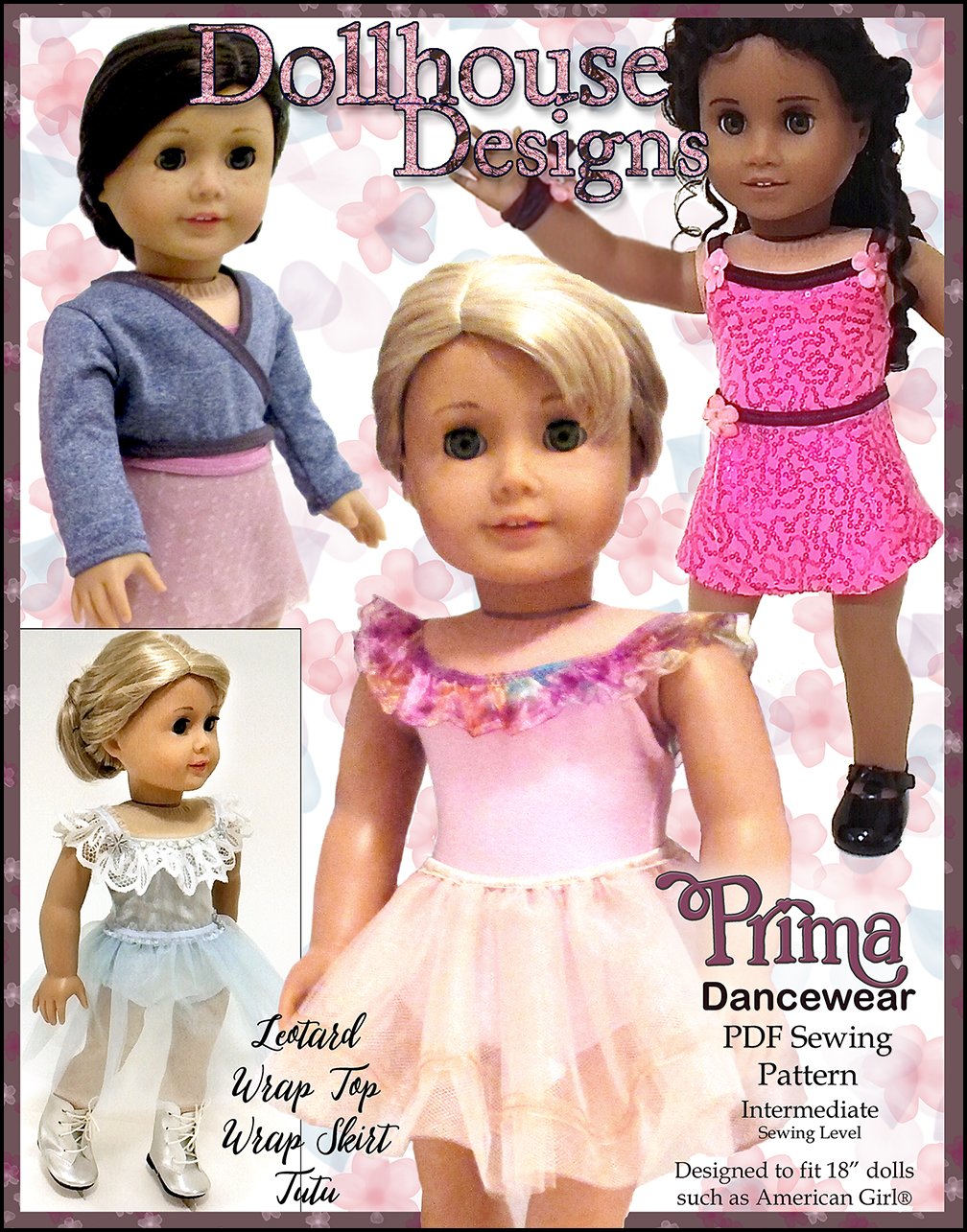 Dollhouse Designs 18 Inch Modern Prima Dancewear 18" Doll Clothes Pattern Pixie Faire