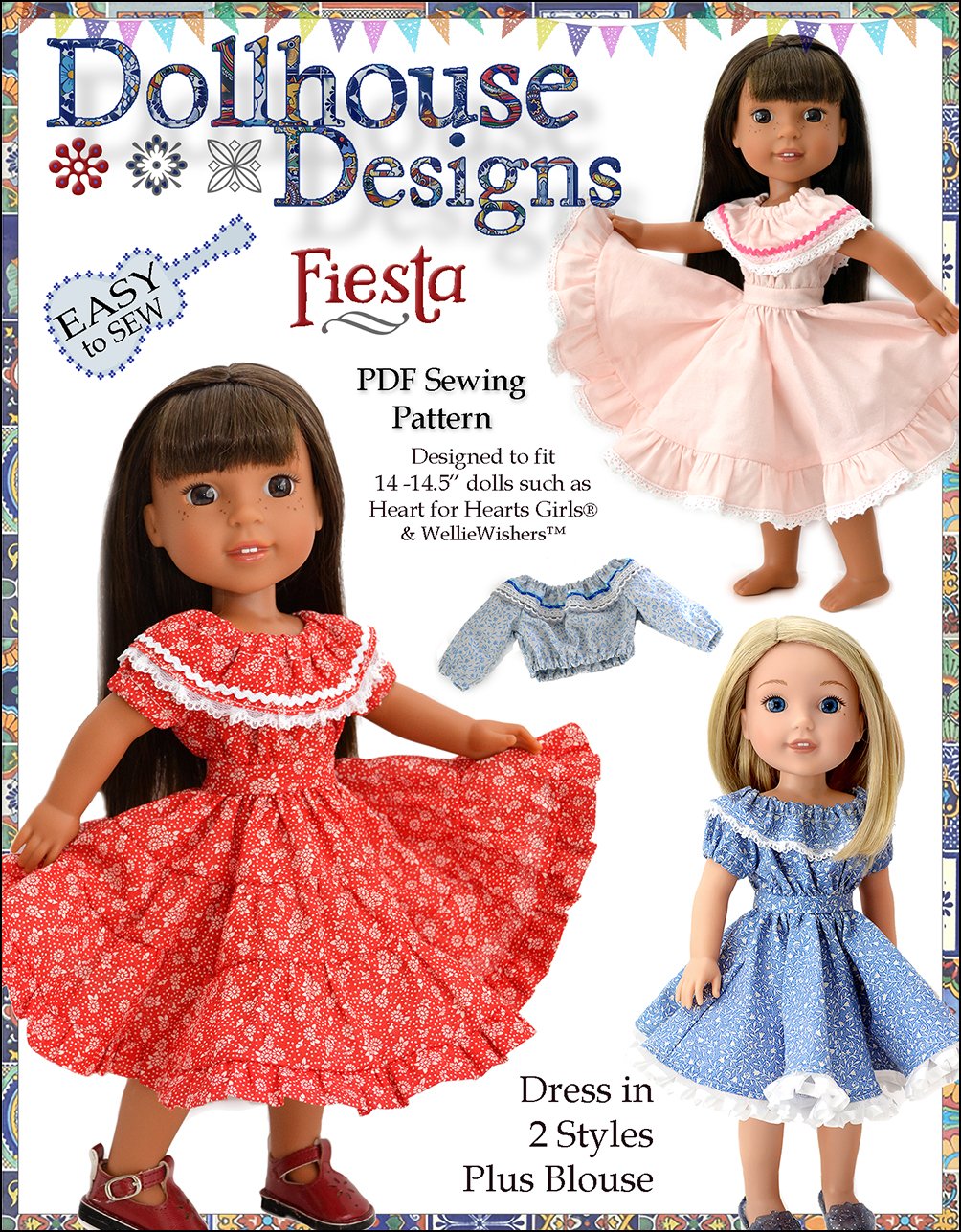 Dollhouse Designs Fiesta Folklorico Dress & Blouse Doll Clothes Pattern 14 to 14.5 inch Dolls Dollhouse Designs Fiesta Folklorico Dress & Blouse Doll Clothes Pattern 14 to 14.5 inch Dolls