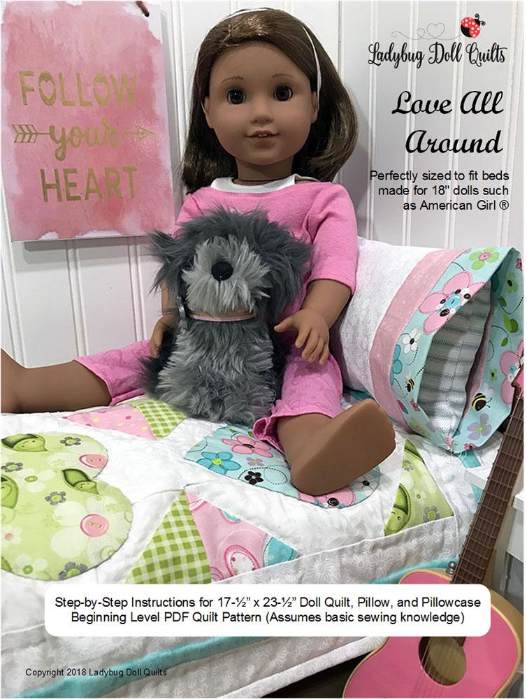 Ladybug Doll Quilts Quilt Love All Around 18" Doll Quilt Pattern Pixie Faire
