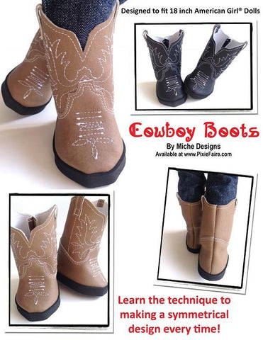 Miche Designs Shoes Cowboy Boots 18" Doll Shoes Pixie Faire