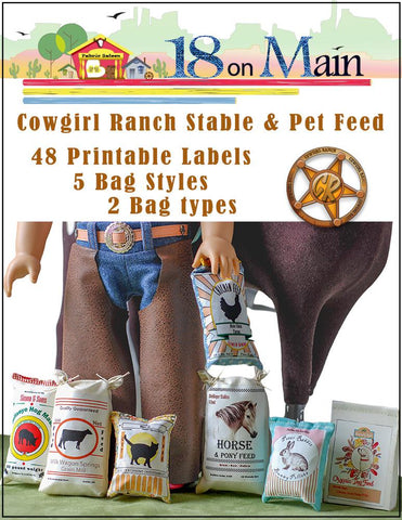 18 On Main 18 Inch Modern Cowgirl Ranch Stable & Pet Feed 18" Doll Pet Pattern Pixie Faire