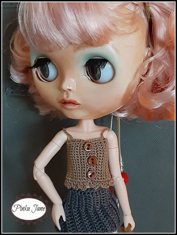 Pinku Jane Blythe/Pullip Crochet Camisole Crochet Pattern For 12" Blythe Dolls Pixie Faire