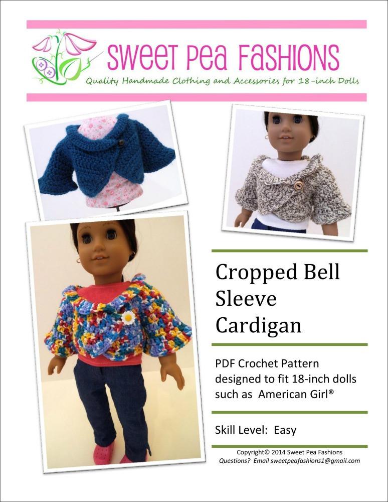 Sweet Pea Fashions Crochet Cropped Bell Sleeve Cardigan Crochet Pattern Pixie Faire