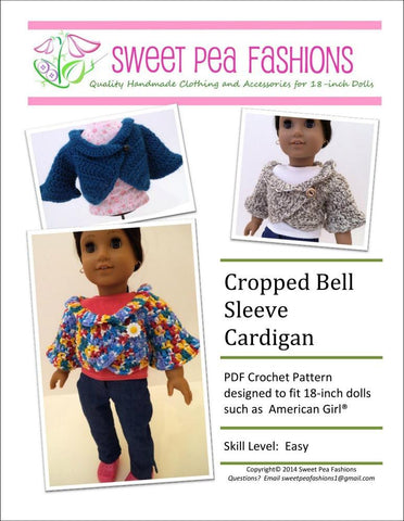 Sweet Pea Fashions Crochet Cropped Bell Sleeve Cardigan Crochet Pattern Pixie Faire