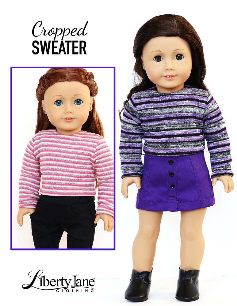 Liberty Jane 18 Inch Modern Cropped Sweater 18" Doll Clothes Pattern Pixie Faire