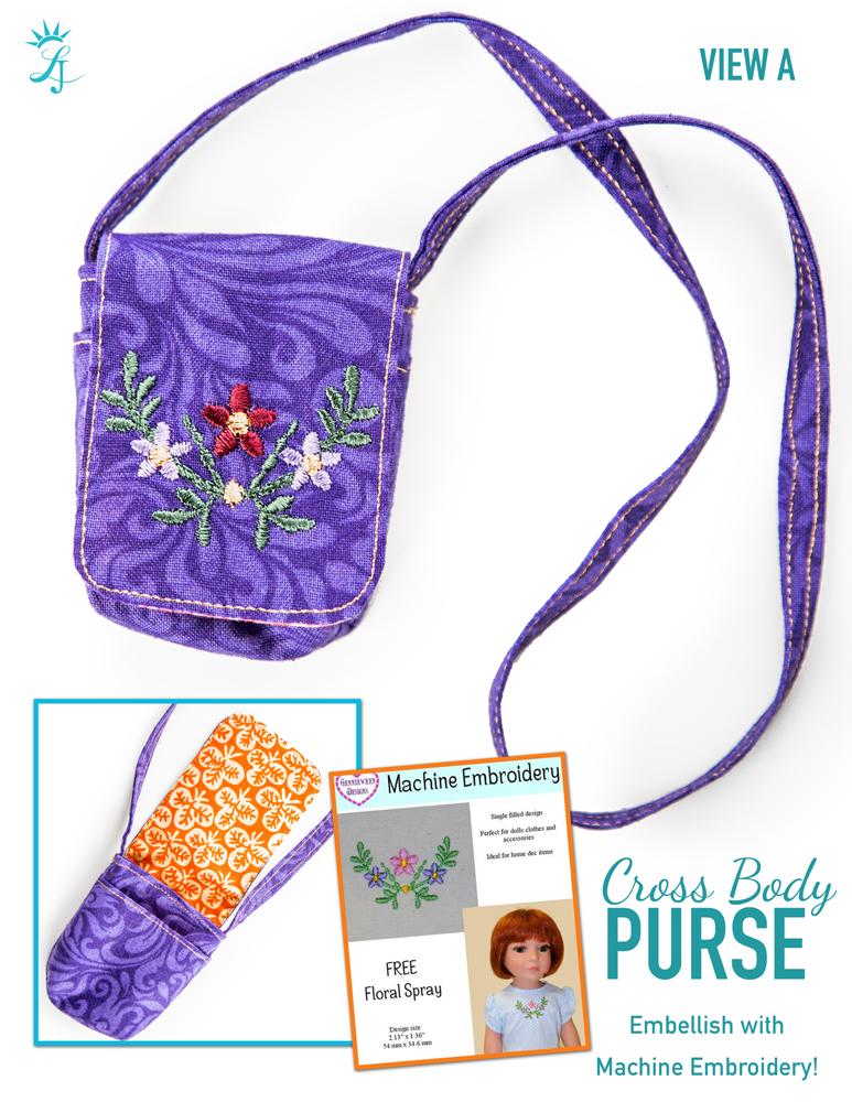 Liberty Jane 18 Inch Modern Sew Powerful Cross Body Purse 18" Doll Clothes Pattern Pixie Faire