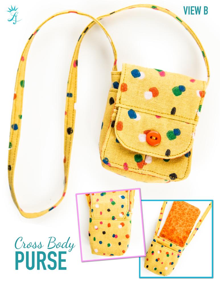 Liberty Jane 18 Inch Modern Sew Powerful Cross Body Purse 18" Doll Clothes Pattern Pixie Faire
