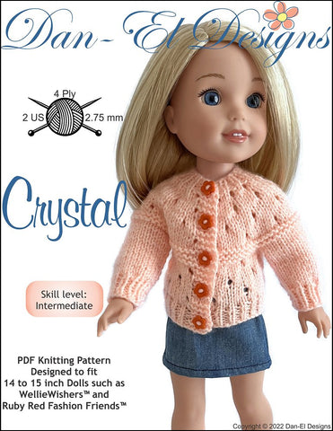 Dan-El Designs Knitting Crystal 14-15" Doll Clothes Knitting Pattern Pixie Faire