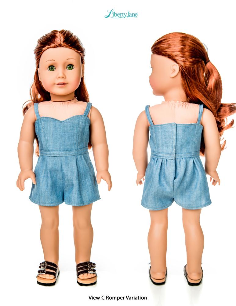 Liberty Jane 18 Inch Modern Culotte Jumpsuit 18" Doll Clothes Pattern Pixie Faire