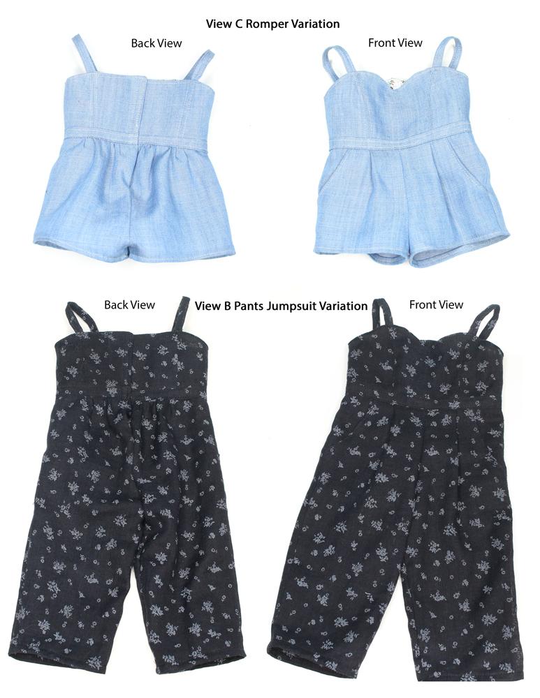 Liberty Jane 18 Inch Modern Culotte Jumpsuit 18" Doll Clothes Pattern Pixie Faire