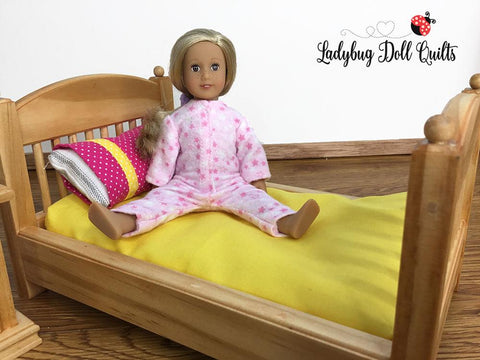 Ladybug Doll Quilts 18 Inch Modern Custom Mattress, Pillow, and Pillowcase Multi Sized Doll Bedding Pattern Pixie Faire