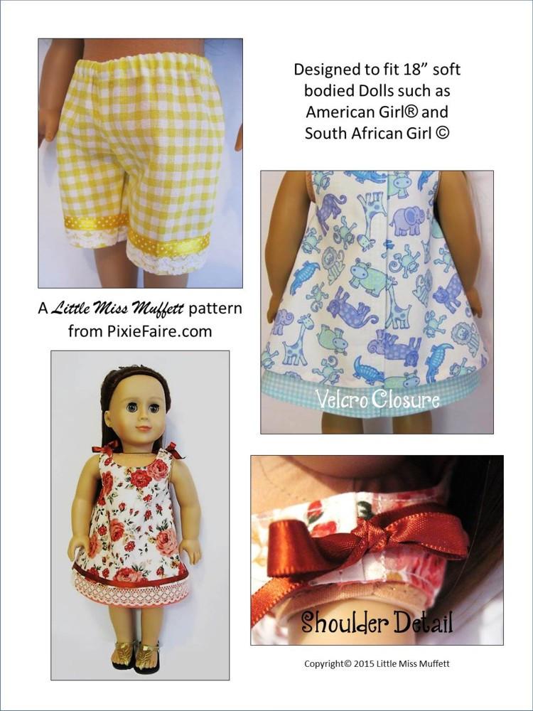 Little Miss Muffett 18 Inch Modern Cute Cotton Candy 18" Doll Clothes Pattern Pixie Faire