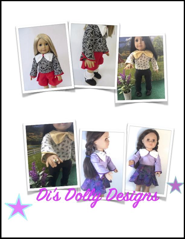 Di's Dolly Designs 18 Inch Modern Bow Beautiful Blouse 18" Doll Clothes Pattern Pixie Faire