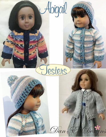 Dan-El Designs Knitting Abigail Knitted Jacket and Beanie 18" Doll Knitting Pattern Pixie Faire