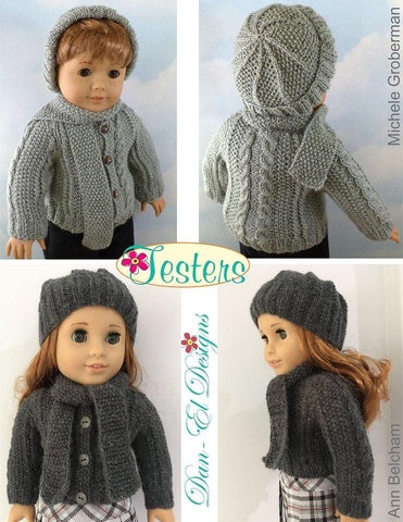 Dan-El Designs Knitting Alexander Sweater 18" Doll Knitting Pattern Pixie Faire