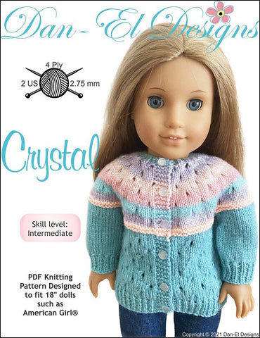 Dan-El Designs Knitting Crystal 18" Doll Clothes Knitting Pattern Pixie Faire