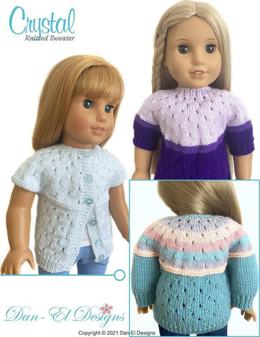 Dan-El Designs Knitting Crystal 18" Doll Clothes Knitting Pattern Pixie Faire