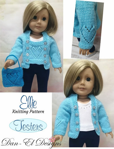 Dan-El Designs Knitting Ellie Knitted Jacket 18" Doll Clothes Knitting Pattern Pixie Faire