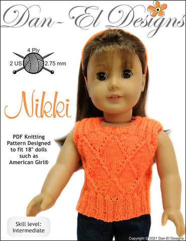 Dan-El Designs Knitting Nikki 18" Doll Knitting Pattern Pixie Faire