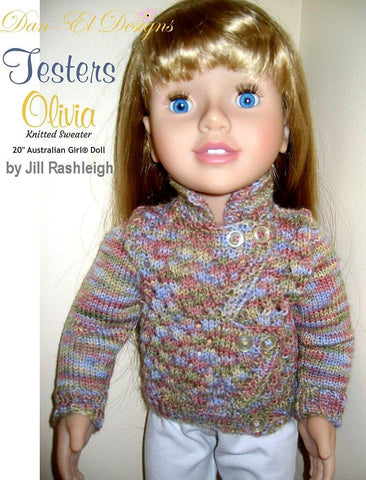 Dan-El Designs Australian Girl Olivia Sweater Doll Knitting Pattern for 20" Australian Girl® Pixie Faire