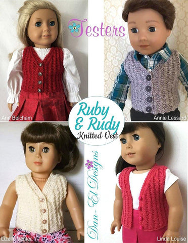 Dan-El Designs Knitting Ruby & Rudy 18" Doll Knitting Pattern Pixie Faire