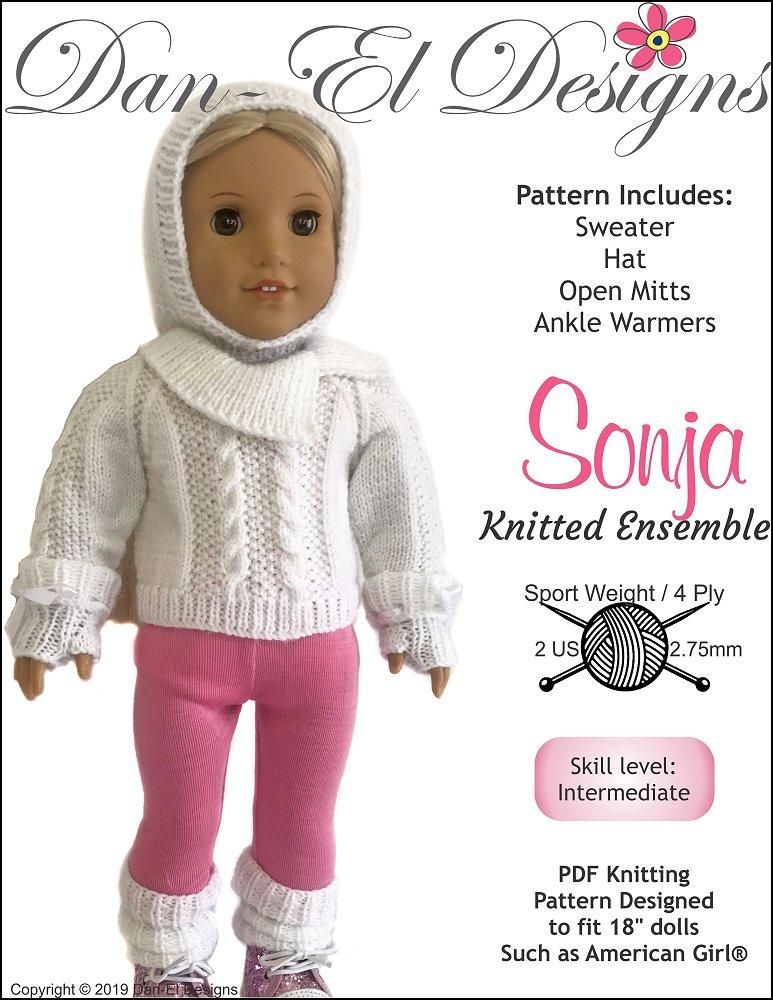 Dan-El Designs Knitting Sonja 18" Doll Knitting Pattern Pixie Faire