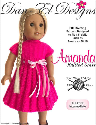 Dan-El Designs Knitting Amanda 18" Doll Knitting Pattern Pixie Faire