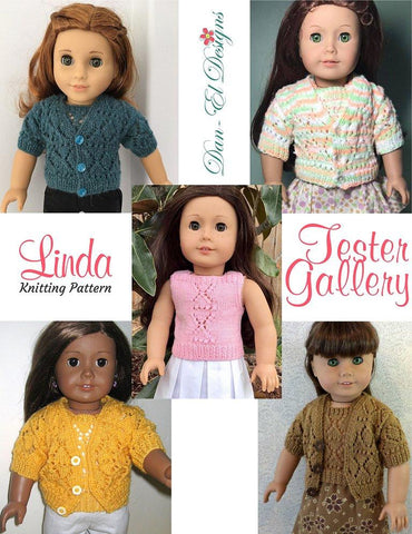 Dan-El Designs Knitting Linda Twin Set Sweater 18" Doll Knitting Pattern Pixie Faire