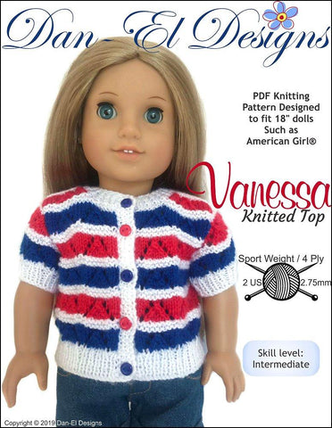 Dan-El Designs Knitting Vanessa 18" Doll Knitting Pattern Pixie Faire