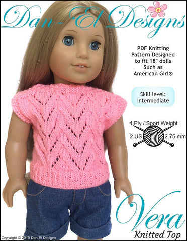 Dan-El Designs Knitting Vera 18" Doll Knitting Pattern Pixie Faire